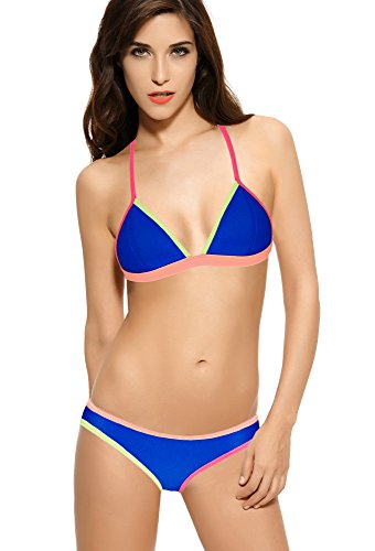 Ebuddy Women Neoprene Bikini In Bright Color Neon Binding Swimsuit Swimwear