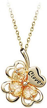 Four Leaf Clover Love Austrian Crystal Pendant Necklace for Woman "16"