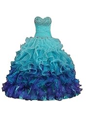 Lace-Up Sequined Belted Crystal Crystals Beaded  Organza/Satin Sweetheart Prom Dress/Quinceanera Dress  With Ruffles