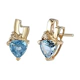 Breathtaking Splendor 1.00 cts Trillion Cut Swiss Topaz Diamond Earrings 14Kt Yellow Gold