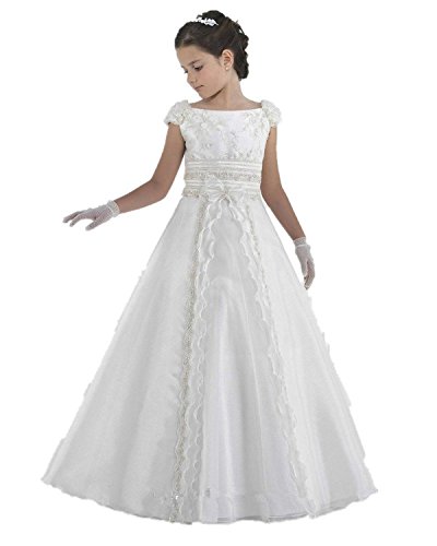 MissProm White Kids First Communion Dress Long Flower Girl Dresses
