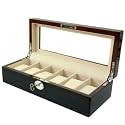 Watch Box Storage Display Case for 6 Watches Extra Clearance Black Lacquer Finish