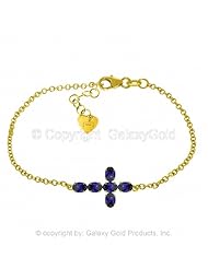 Sapphire Cross Bracelet in 14k Yellow Gold