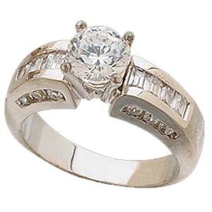14K White Gold Amiability Diamond Engagement Ring (Center stone is not included)