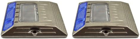 Blue Aluminium Alloy Solar Road Stud Path Deck Dock LED Light One Sided (2 Pack)