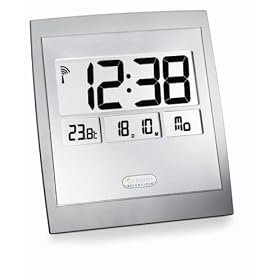 Oregon Scientific JM889NA-S Jumbo Atomic Wall Clock with Indoor Temperature, Silver