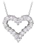 18k White Gold Round Diamond Heart Pendant (1ctw), 18"