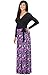 KOH KOH Women's Cross Over Long Sleeve Wrap Elegant Cocktail Maxi Dress - X-Large - Black and Purple