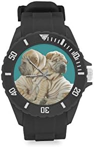 Popular Christmas Gift Funny White Bulldog Puppies Animals Kids' Round Rubber Sport Watch