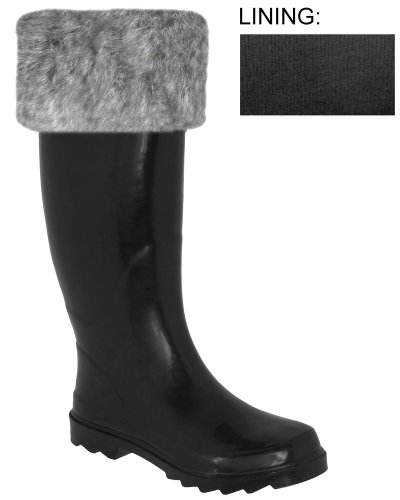 Capelli New York Distressed Faux Fur Cuff Ladies Tall Sporty Body Rubber Rain Boot product image
