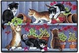 Flower Pots Kittens in Garden/Flowers Cats Indoor/outdoor Doormat Rug Mat