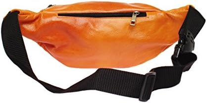 Genuine Leather Waist Pouch w/ KHAL Silver Logo in Sunset Orange