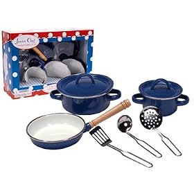 Children's 6-Piece Deluxe Enamel Cooking Set *Set includes two enamel pots with lids, once sauce... by Junior Chef