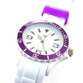 Reflex - SR015 - Montre Mixte Blanche et Violette au Bracelet en Silicone