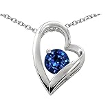 1.25 cttw 925 Sterling Silver 14K White Gold Plated Lab Created Sapphire Heart Shape Pendant