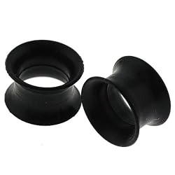 Black Flexible Silicone Flesh Tunnel Plugs - 0G - Sold as a Pair