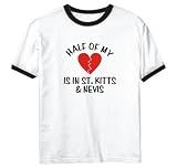 T-Shirt Ringer White  Half Of My St. Kitts & Nevis  Country