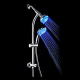 Ana Bath LSB2425430CP DRILL-FREE Slide Bar with LED Handheld Shower and LED Showerhead Combo Kit, Chrome Plated Finish