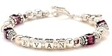 Sterling Silver & Birthstone Cube Crystal Mother Bracelet
