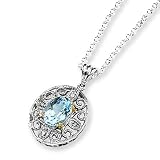 Sterling Silver & 14k Gold Sky Blue Topaz & Diamond Necklace