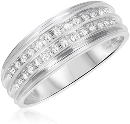 1/3 CT. T.W. Round Cut Diamond Men's Wedding Band 10K White Gold- Size 10.5