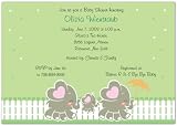 Elephant Family - Green Baby Shower Invitations - Set of 20