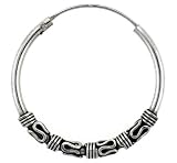Sterling Silver Medium Bali Hoop Earrings, 1 3/8