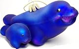Manatee Momma with Baby Glass Tropical Christmas Ornament