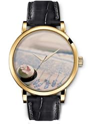 SPRAWL Aanalog Fashion Series Gold Ladies Watches of Genuine Black Leather Strap,Unique Wrist Watch for Women Girls Designed with Dessert Time