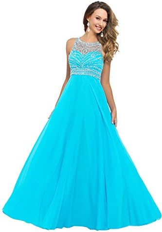 Artie Gorgeous A-line Floor Length Chiffon Prom Dresses Evening Dresses, 4, Pool