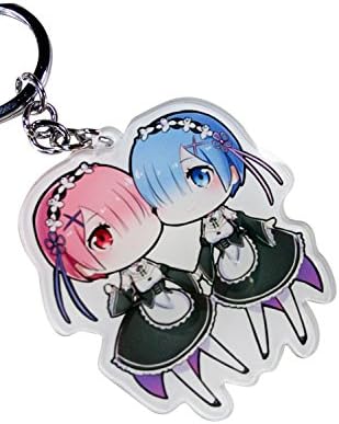 Kucos Re Zero Starting Life in Another World Ram Rem Cosplay Keychain Pendant