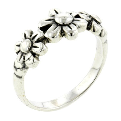 Sterling Silver Triple Flower Ring
