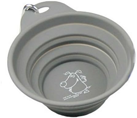 Portable Pet Bowl ~ Gray ~ Travel Dish ~ Water or Food ~ Safe - Food-grade- BPA Free ~ Collapsible - Re-usable