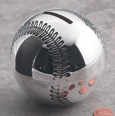 Silverplated Baseball Bank - Baby Gift