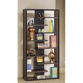 Display Bookcase Contemporary Style in Cappuccino Finish