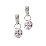 Sterling Silver Purple Cz Ball Dangle Earrings