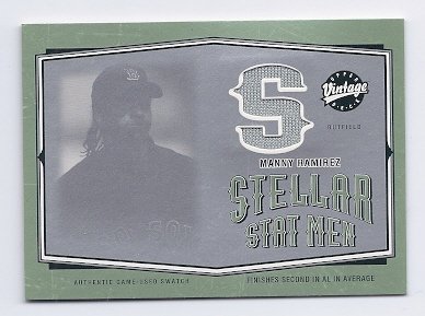 2004 Upper Deck Vintage Stellar Stat Men Game Used Jersey #41 Manny Ramirez Boston Red Sox