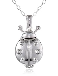 Bronze and Fine Silver Plated Ladybug Locket with "Lucky" Hidden Message Pendant Necklace, 18"