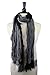 Pop Fashion Women's Long Tissue Scarf with Frayed Design and Scrunch Texture (Black, White, Grey)