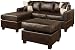 Bobkona Jr. Soft-Touch Reversible Bonded Leather Match 3-Piece Sectional Sofa Set, Espresso