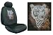 Car Truck SUV White Tiger Print Seat Covers 2 Charcoal Grey Universal Low Back with H...