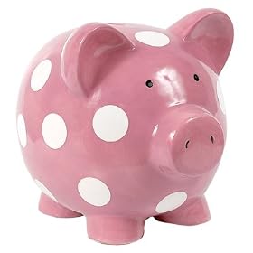 Elegant Baby Pink with White Polka Dots Piggy Bank by Elegant Baby