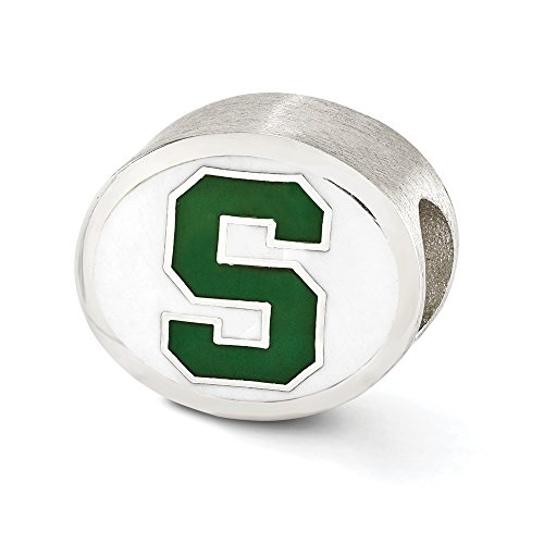 Michigan State University Collegiate Charm in Sterling Silver & Enamel