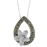 14K White Gold 1.00 Carat White and Champagne Diamond Pendant