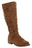 Torrid Plus Size Tania Tan Suede Ankle Boot with Ruffle Trim (Wide Width)