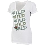 NHL Women's Minnesota Wild City Pretty Short Sleeve Deep V-Neck Confetti Flecked Tee (White With Multi, Medium)