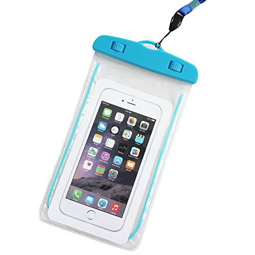 iiniim impermeable luminoso teléfono móvil bolsa seca con Free Correa transparente funda de golpes Resistente para iPhone 6S Plus se 5S 5 C Samsung Galaxy S7 S6 Edge Note 5 4 3 Y Otros Smartphones hasta 6 pulgadas azul width=