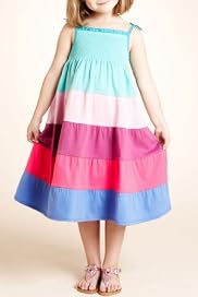 Pure Cotton Smocked Striped Maxi Dress [T77-6728-Z]