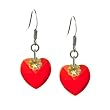 Light Siam Red Swarovski Crystal Heart Drop Sterling Silver Earrings -- Made In USA