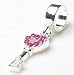 B15 Key to My Heart with Hot Pink Zirconia Stones Dangle Charm Pendant .925 Sterling Silver Bead Charm Pandora Chamilia Biagi & European Bracelets Compatible